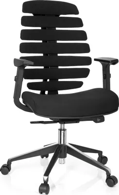 Produktbild von hjh OFFICE Profi Bürostuhl ERGO LINE II Ergonomischer Schreibtischstuhl mit Armlehnen Stoff Schwarz Drehstuhl für Büro, Zuhause