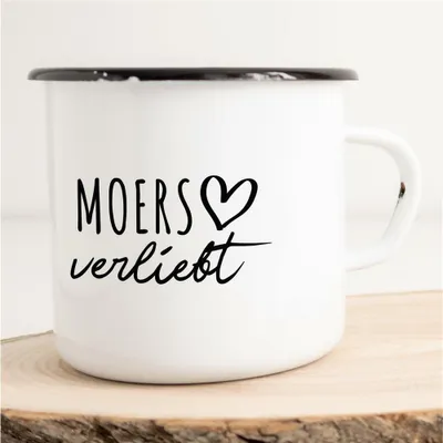 Produktbild von Huuraa Emaille Tasse Moers  Geschenk Kaffeebecher Vintage 300ml Moers  Präsent