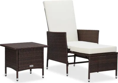 Produktbild von 2-tlg. Garten-Lounge-Set mit Kissen Poly Rattan Braun