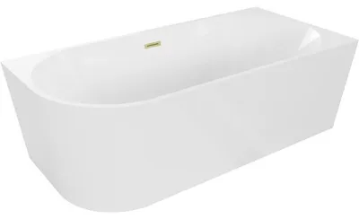Obrázek produktu pro Mexen Mia vana volně stojící rohová pravá 160 x 75 cm, bílá, přepad zlatý kartáčovaný - 52691607500P-55