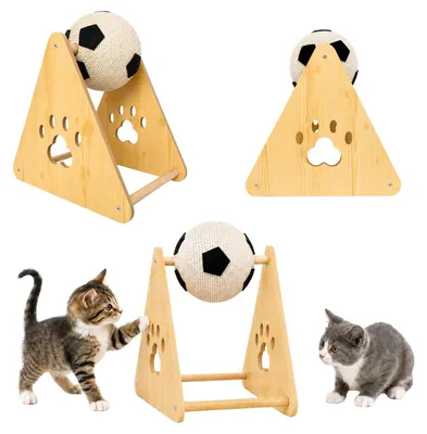 Produktbild von Kratzspielzeug, Katzenkratzbaum, 36 cm, mit drehbarer Katzenspielball aus Sisal, Kratzball, stabile