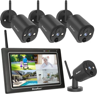 Produktbild von 2K Drahtloses Überwachungssystem für den Außenbereich, Set mit Monitor, 4 Außenkameras, Videoüberwachung + 7-Zoll-Touchscreen, NVR-Anzeige, mit PIR-KI-Bewegungserkennung