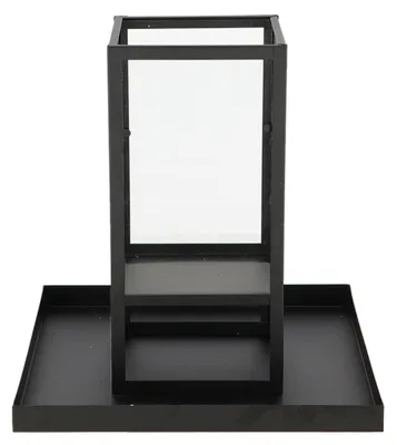 Produktbild von Esschert Design Windlicht Laterne Kerzenhalter 27x27x28 cm aus Metall und Glas schwarz Deko
