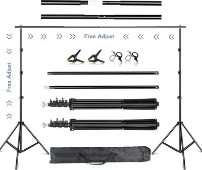 Obrázok produktu pre Stojan na pozadie pre fotoštúdio, nastaviteľný teleskopický stojan, taška na prenášanie, flexibilný, 2,6x3M
