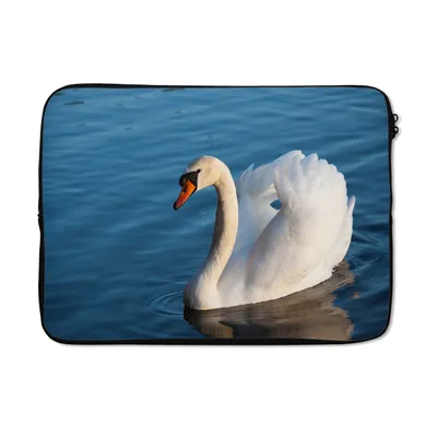 Produktbild von MuchoWow® Laptop Hülle 13 Zoll Schwan - Wasser - Vogel - Weiß Laptoptasche - Laptophülle - Sleeve - Rundumschutz