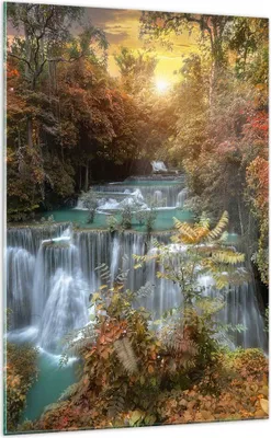 Produktbild von Bilder auf glas - Einteilig - Park Wasserfall Wasser - 70x100cm - Glasbilder - Wandbilder - Bilder - zum Aufhängen bereit - Wanddekoration aus Glas - Glas Bilder - Wandbild auf Glas - GPA70x100-3995