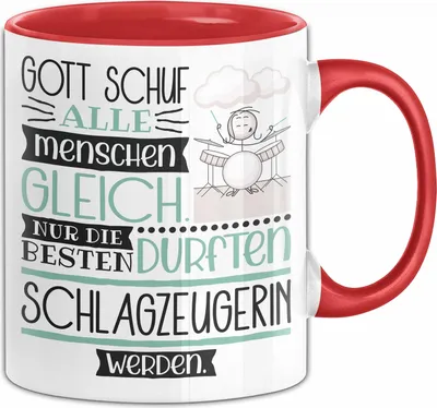 Produktbild von Schlagzeugerin Geschenk Becher Tasse Gott Schuf Alle Menschen Gleich Nur Die Besten Durfeten Schlagzeugerin Werden Geschenkidee Lustig (Rot)