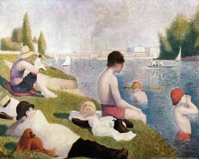 Obrázok produktu pre Georges Seurat Art Print Obraz - Kúpajúci sa v Asnières, 1884 (40 x 50 cm)