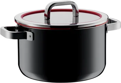 Obrázok produktu pre WMF FUSIONTEC 0517345290, 6,4 L, Kolo, Čierna, Červená, Keramický, Plyn, Halogén, Indukčná, 250 °C, Sklo