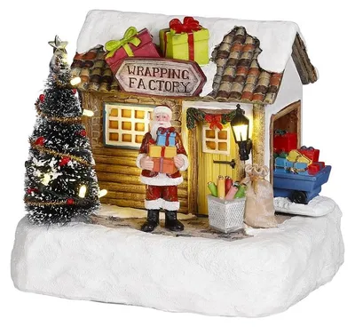 Productafbeelding van LuVille Kerstdorp Miniatuur Inpakfabriek - L17 x B13 x H14 cm