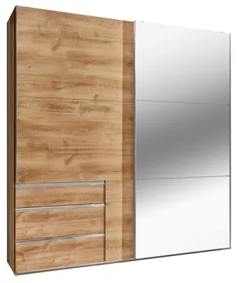 Immagine prodotto di Armadio a porte scorrevoli Level con specchio, finitura a scelta, rovere a doghe, 200x65x236 cm