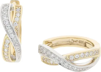 Produktbild von JuwelmaLux Creolen 333 Weiß- & Gelbgold Zirkonia JL10-06-2382