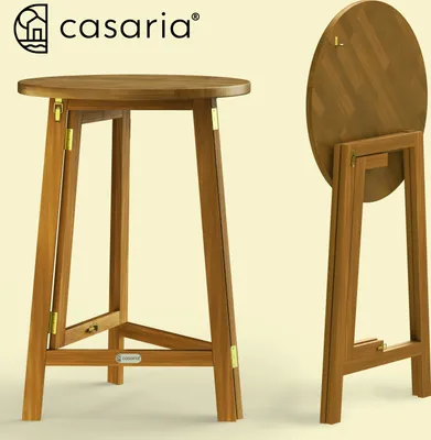 Produktbild von CASARIA® Stehtisch Hartholz Akazie Klappbar 110cm Hoch Ø80 cm Rund Rustikal Indoor Outdoor Bistrotisch Biertisch Gartentisch Klapptisch Partytisch Bartisch