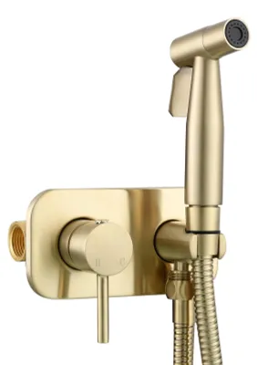 Image de Elzusha - Ensemble de douchette pour toilettes avec eau froide et chaude, finition or brossé