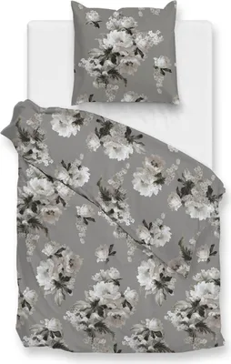 Produktbild von ZO!Home Ella Bettwäsche 135 Grey Bettwäsche 1 x Bettbezug 135x200 + 1 x Kopfkissenbezug 80x80 Grey Geblumt grau