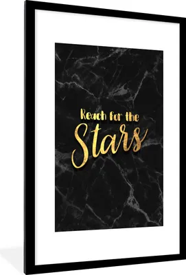 Produktbild von MuchoWow® Gerahmtes Poster Zitat - Sterne - Gold - Marmor 60x90 cm - Poster mit Schwarzem Bilderrahmen Wandposter Rahmen Foto Bilder - Dekoration - Wandposter Wohnzimmer - Hochwertig