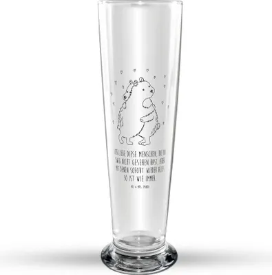 Produktbild von Mr. & Mrs. Panda Bierglas Eisbär Umarmen - Transparent - Geschenk, Bierbecher, Lustige Sprüche, Trinkglas, Glasbierglas, Glasbecher, Bier Glas