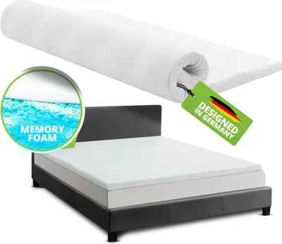 Produktbild von Juskys Topper 180x200 cm aus Memoryschaum, 7-Zonen orthopädisch & atmungsaktiv, 7cm Höhe, H2 - H3, Bezug waschbar Matratzentopper Matratzenauflage
