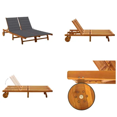 Produktbild von vidaXL 2 Personen Sonnenliege mit Auflagen Akazie Massivholz - Sonnenliege - Sonnenliegen - Holz-Sonnenliege - Holz-Sonnenliegen