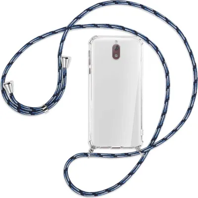 Produktbild von Handykette Backcover-Schutzhülle mit Band (Metall silberfarben) für Nokia 3.1 - Blautöne