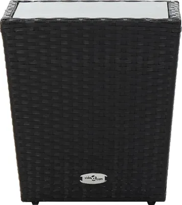 Obrázek produktu pro vidaXL Boční stolek černý 41,5 × 41,5 × 43 cm Polyratan a tvrzené sklo