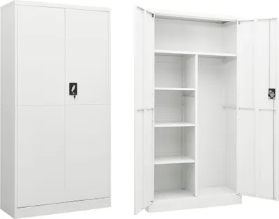 Image de vidaXL Armoire à casiers blancs 90x40x180 cm Acier - Armoire vestiaire - Armoire en acier - Armoires en acier