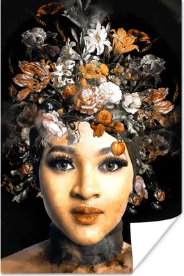 Produktbild von MuchoWow® Poster Frau - Blumen - Make-up 40x60 cm - Plakate für die Wand - Poster Babyzimmer
