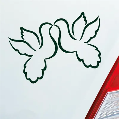 Produktbild von Auto Aufkleber Liebestauben Liebe Love Taube Hochzeit 12x9 cm Dunkelgrün Sticker Heckscheibenaufkleber