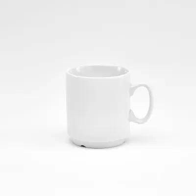 Produktbild von Kaffeebecher Stapelbar Profi 280 ml weiß 6er-Set Porzellan – Van Well – mit 3 Abtropfrillen