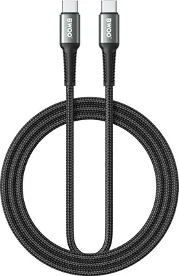 Zdjęcie produktu dla Bwoo Kabel Pleciony Usb-C - Usb-C 2M 60W Czarny