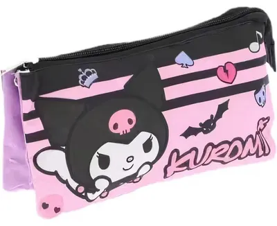Produktbild von Hello Kitty KUROMI - Federmäppchen mit 3 Fächern, für Schule und Kindergarten, für Kinder und Jugendliche, 22 x 12 cm