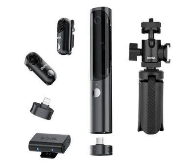 Obrázek produktu pro Mikrofon BOYA Magic 4-v-1 mikrofonní systém: klopový mikrofon, mikrofon pro kameru, stolní mikrofon, ruční mikrofon, potlačení šumu podporované umělou inteligencí, aplikace