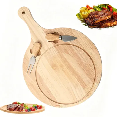 Käsebrett aus Holz mit Messer und Gabel, 20×33 cm, Holzfarbe 1
