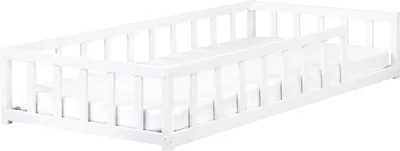 Obrázek produktu pro BELIANI Dětská postel bílá borovicové dřevo 90 x 200 cm nízká konstrukce s roštovým rámem moderní styl dětský pokoj