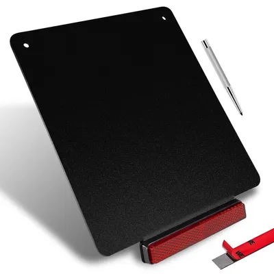 Productafbeelding van Kentekenplaat houder voor motorfiets, 180x200mm, met reflector van 108mm, rood, aluminiumlegering, zwart