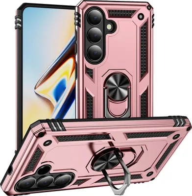 Produktbild von Schutzhülle für Samsung Galaxy S26, Dual Layer Robust Militäre Fallschutz Hülle mit Ringhalterung Ständer Roségold