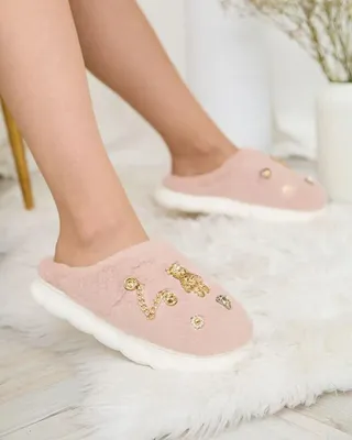 Produktbild von Royalfashion Rosa Damenpelzpantoffeln mit Ornamenten Erserra, Größe 36