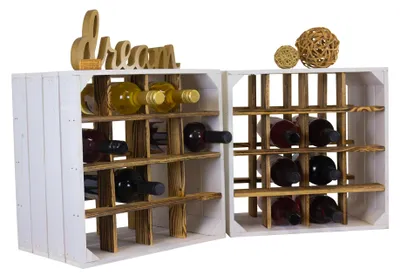 Produktbild von 2er set Weinregal "16er" weiß innen geflammt