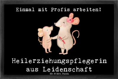 Produktbild von Mr. & Mrs. Panda Schmutzmatte Heilerziehungspflegerin Leidenschaft 40 x 60 cm - Schwarz - Geschenk, Türmatte, Schmutzfangmatte, Ausbildung, Fußabstreifer, Spruch, Lustig