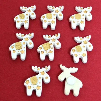 Produktbild von 8 Stück Deko- Streuteile Elch Weiß-Gold ca. 2x3 cm