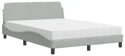 Produktbild von vidaXL Bett mit Matratze "Dover" Hellgrau 140x190 cm Samt