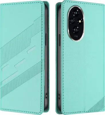 Produktbild von Hülle für Honor 200 Pro, Kunstleder Brieftaschen Handyhülle mit Kartenfach und Standfunktion Türkis