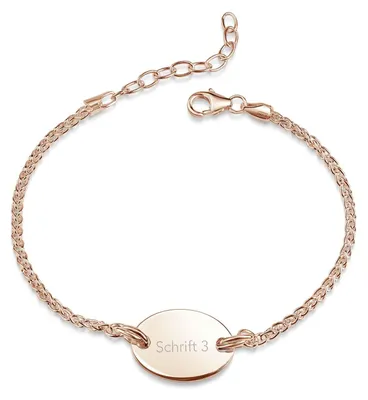 Produktbild von MATERIA by Matthias Wagner Gravurarmband Rosegold mit ovaler Gravurplatte 925 Silber rosé vergoldet SA-155-Rosegold