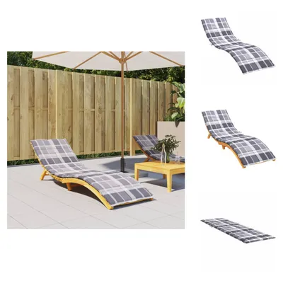 Produktbild von vidaXL Sonnenliegen-Auflage Grau Karomuster 200x60x3 cm Oxford-Gewebe -  Sitzpolster