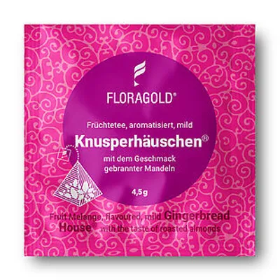 Produktbild von Floragold Früchtetee Knusperhäuschen® mild, 100er Pyramidenbeutel