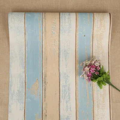 Immagine prodotto di Carta da parati autoadesiva effetto legno, colore marrone-blu, dimensioni 44,5 x 500 cm