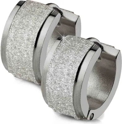Produktbild von viva-adorno 1 Paar Damen Ohrringe Glitzer Creolen Edelstahl sandgestrahlt ER94_dia, silber