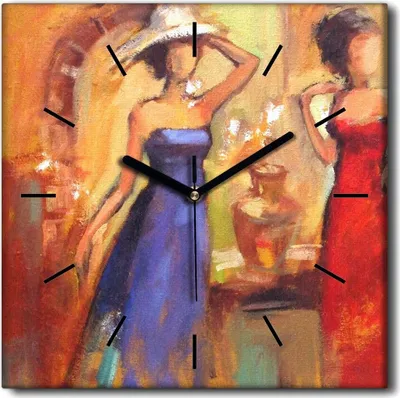 Produktbild von Coloray Uhr auf Leinwand 30x30 cm Wand Uhr Dekoration Wohnzimmer Segeltuch schwarze Hände -Kunstkunst von Frauen