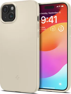 Zdjęcie produktu dla Spigen Thin Fit, Pokrowiec, Apple, iPhone 15 Plus, 17 cm (6.7"), Beżowy