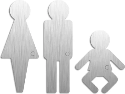 Produktbild von Toilettenpiktogramme Damen Herren Wickelraum 3er-Set H=160 mm + 100 mm selbstklebend